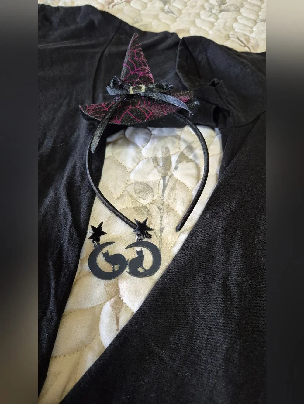 Men and Women's Black Halloween Witch Graphic T-Shirts